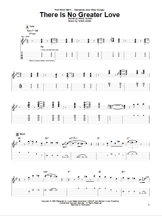 Mike Stern There Is No Greater Love Sheet Music Notes & Chords for Guitar Tab - Download or Print PDF