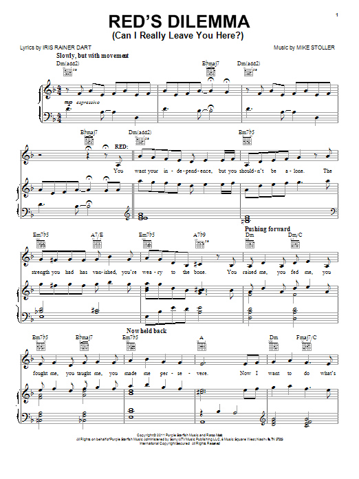 Mike Stoller Red's Dilemma (Can I Really Leave You Here?) Sheet Music Notes & Chords for Piano, Vocal & Guitar (Right-Hand Melody) - Download or Print PDF
