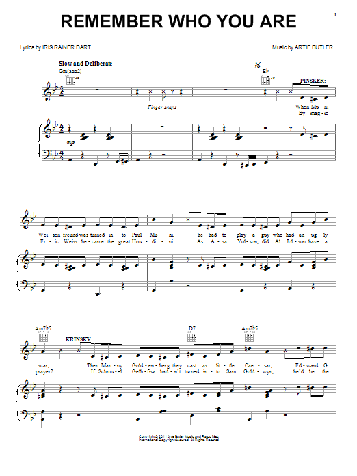 Mike Stoller Remember Who You Are Sheet Music Notes & Chords for Piano, Vocal & Guitar (Right-Hand Melody) - Download or Print PDF