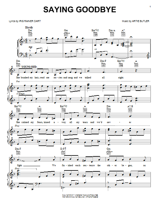 Mike Stoller Saying Goodbye Sheet Music Notes & Chords for Piano, Vocal & Guitar (Right-Hand Melody) - Download or Print PDF