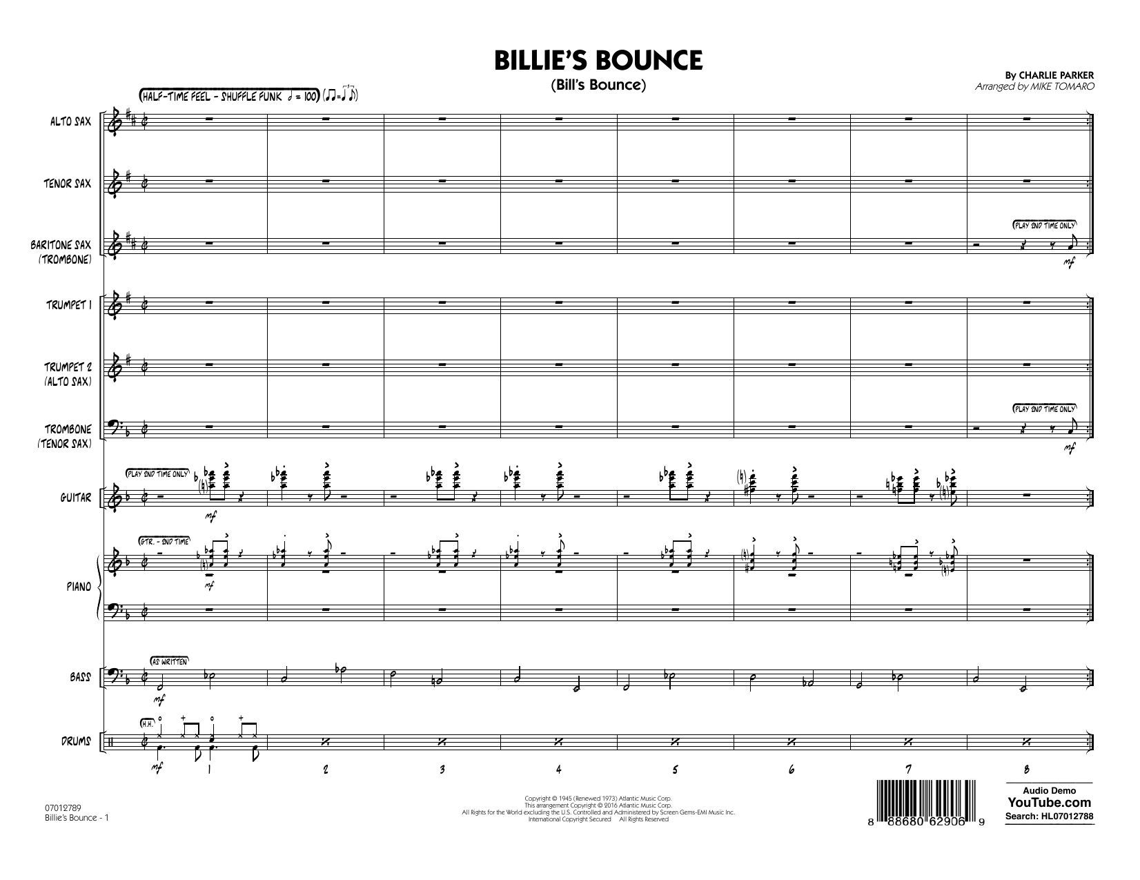 Mike Tomaro Billie's Bounce - Full Score Sheet Music Notes & Chords for Jazz Ensemble - Download or Print PDF