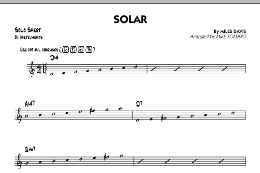 Mike Tomaro Solar - Bb Solo Sheet Sheet Music Notes & Chords for Jazz Ensemble - Download or Print PDF