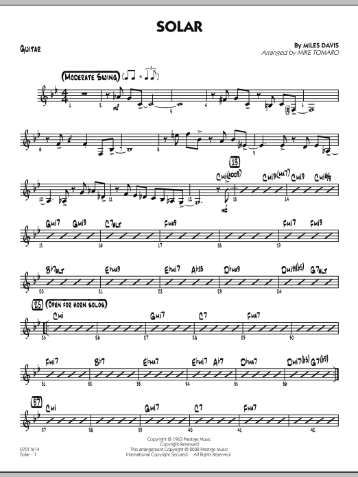 Mike Tomaro Solar - Guitar Sheet Music Notes & Chords for Jazz Ensemble - Download or Print PDF