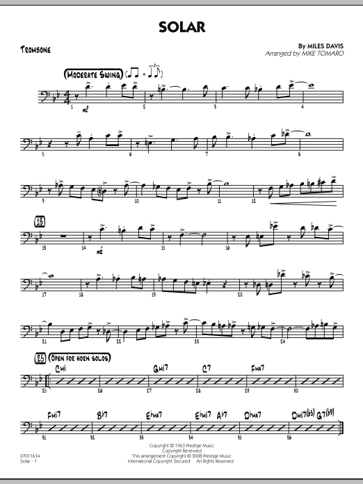 Mike Tomaro Solar - Trombone Sheet Music Notes & Chords for Jazz Ensemble - Download or Print PDF