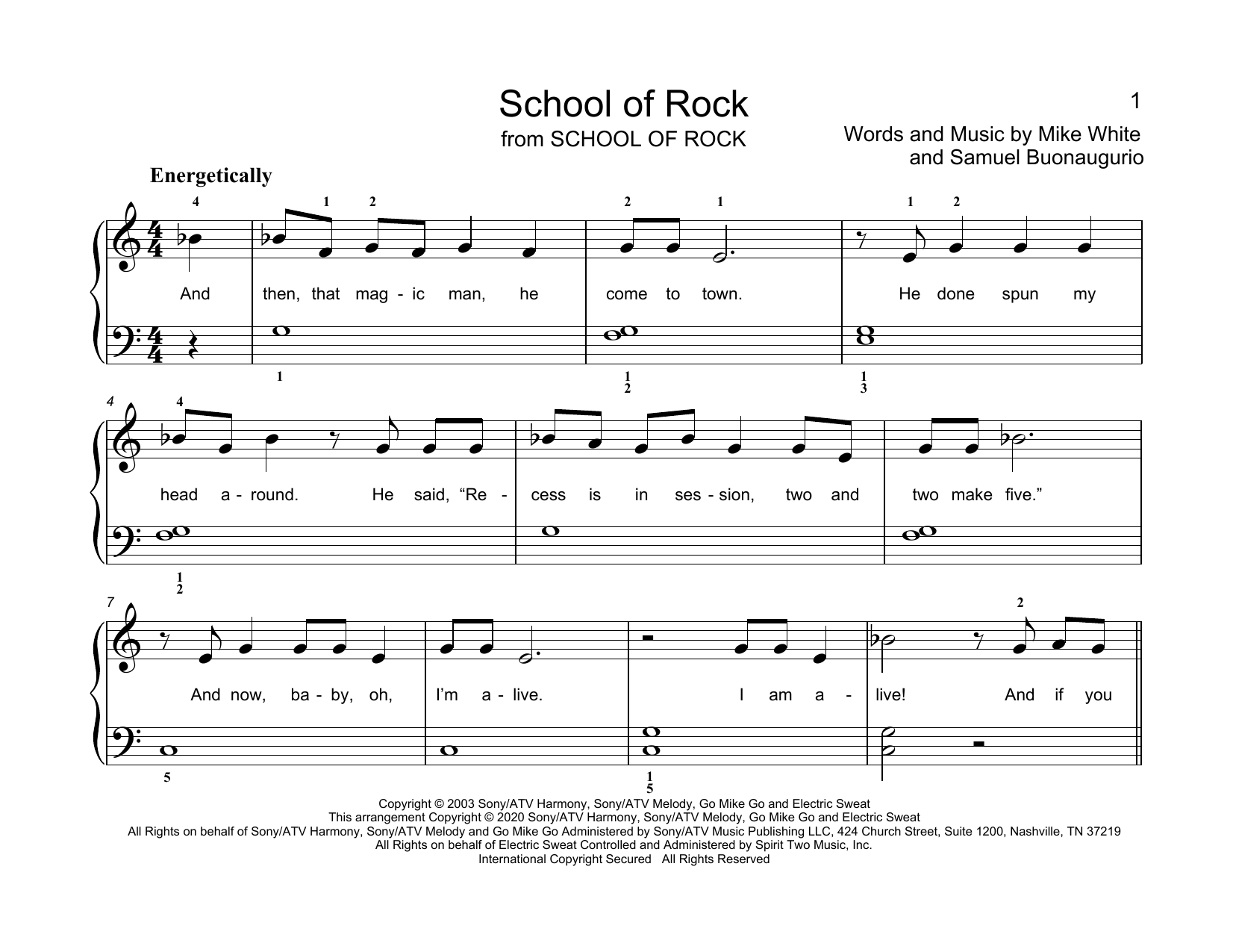 Mike White & Samuel Buonaugurio School Of Rock (arr. Christopher Hussey) Sheet Music Notes & Chords for Educational Piano - Download or Print PDF Mike White & Samuel Buonaugurio School Of Rock (arr. Christopher Hussey) Sheet Music Notes & Chords for Educational Piano - Download or Print PDF