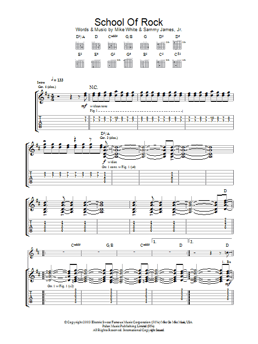 Mike White and Samuel Buonaugurio School Of Rock (from School of Rock: The Musical) Sheet Music Notes & Chords for Lyrics & Chords - Download or Print PDF