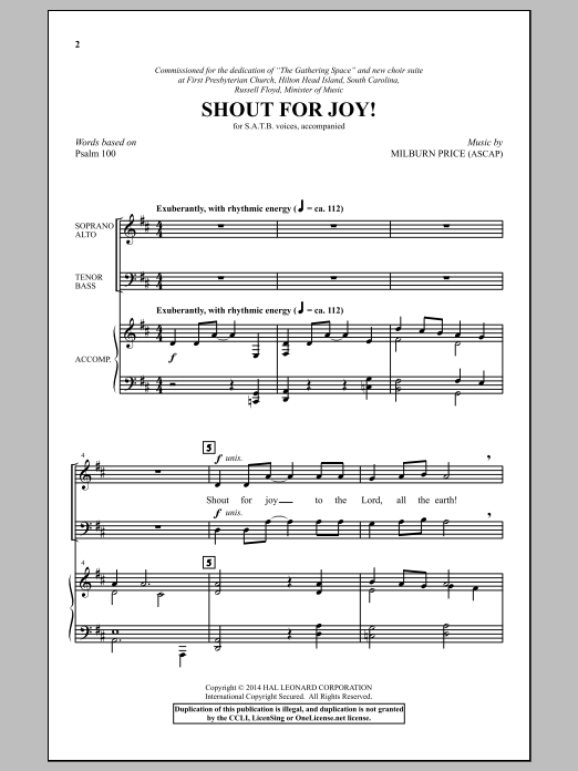 Milburn Price Shout For Joy! Sheet Music Notes & Chords for SATB - Download or Print PDF
