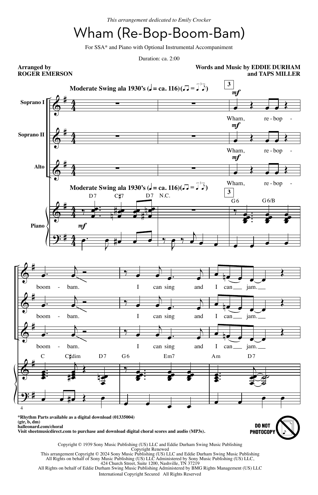 Mildred Bailey Wham (Re-Bop-Boom-Bam) Sheet Music Notes & Chords for SSA Choir - Download or Print PDF