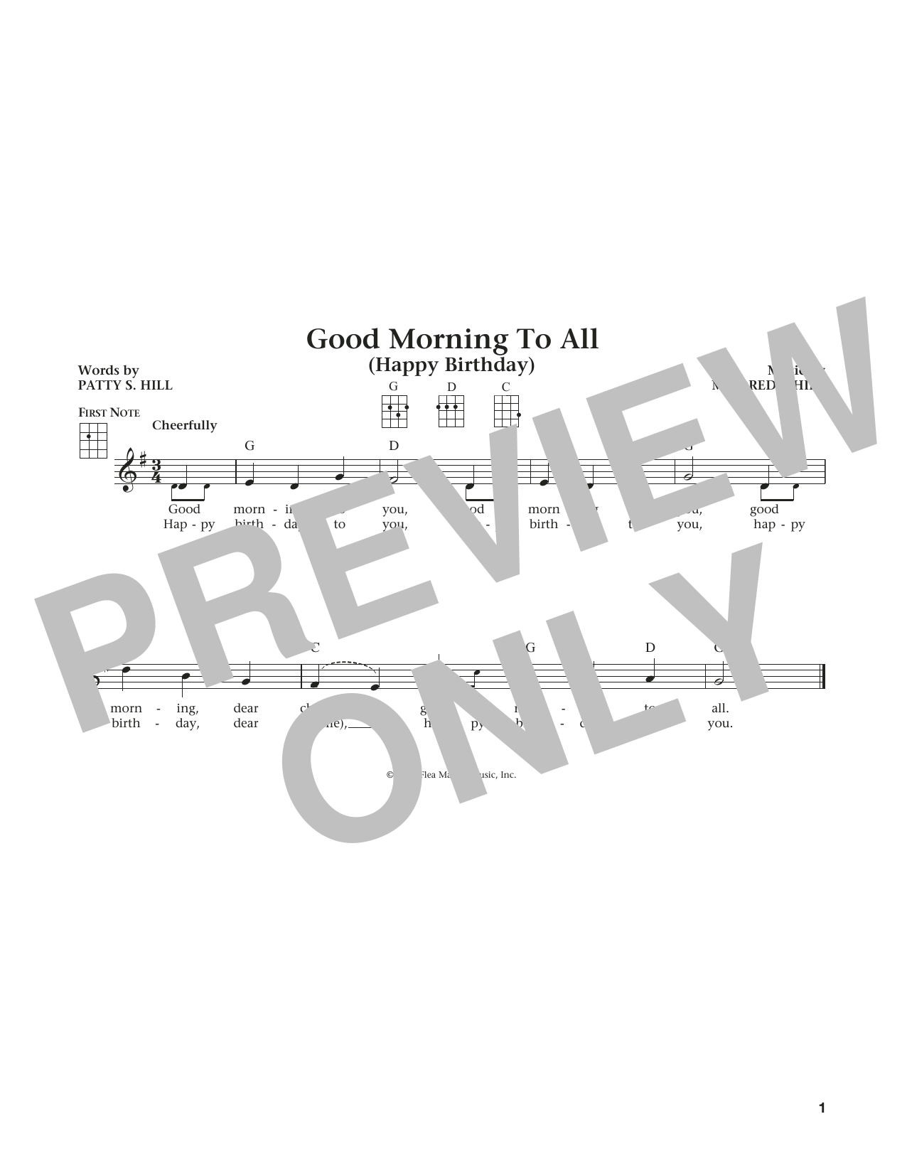 Mildred J. Hill Good Morning To All (from The Daily Ukulele) (arr. Liz and Jim Beloff) Sheet Music Notes & Chords for Ukulele - Download or Print PDF