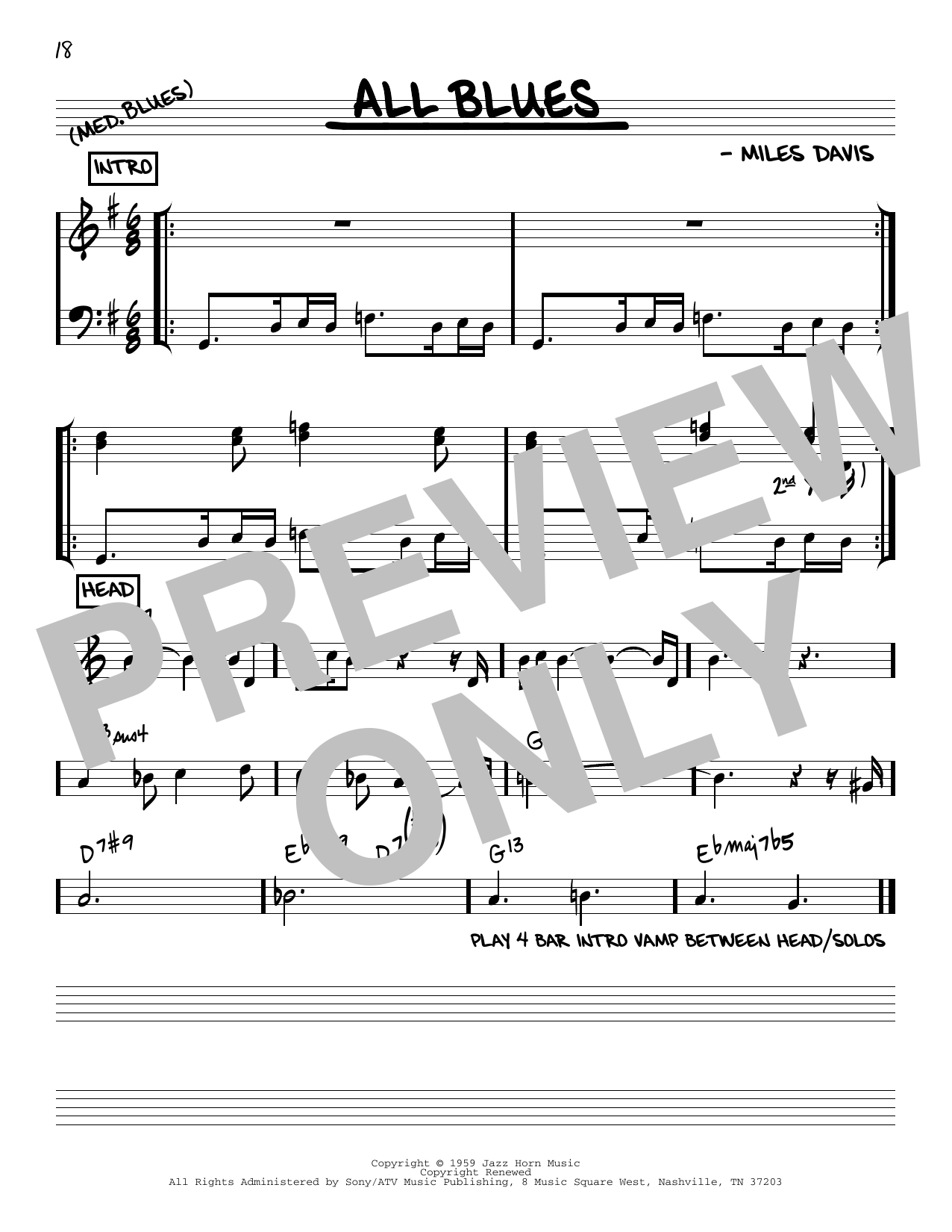Miles Davis All Blues [Reharmonized version] (arr. Jack Grassel) Sheet Music Notes & Chords for Real Book – Melody & Chords - Download or Print PDF