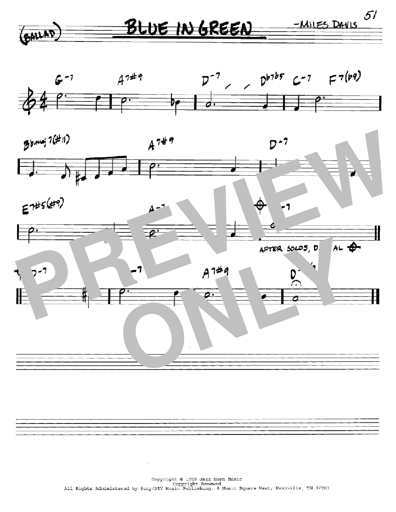 Miles Davis Blue In Green Sheet Music Notes & Chords for Piano - Download or Print PDF