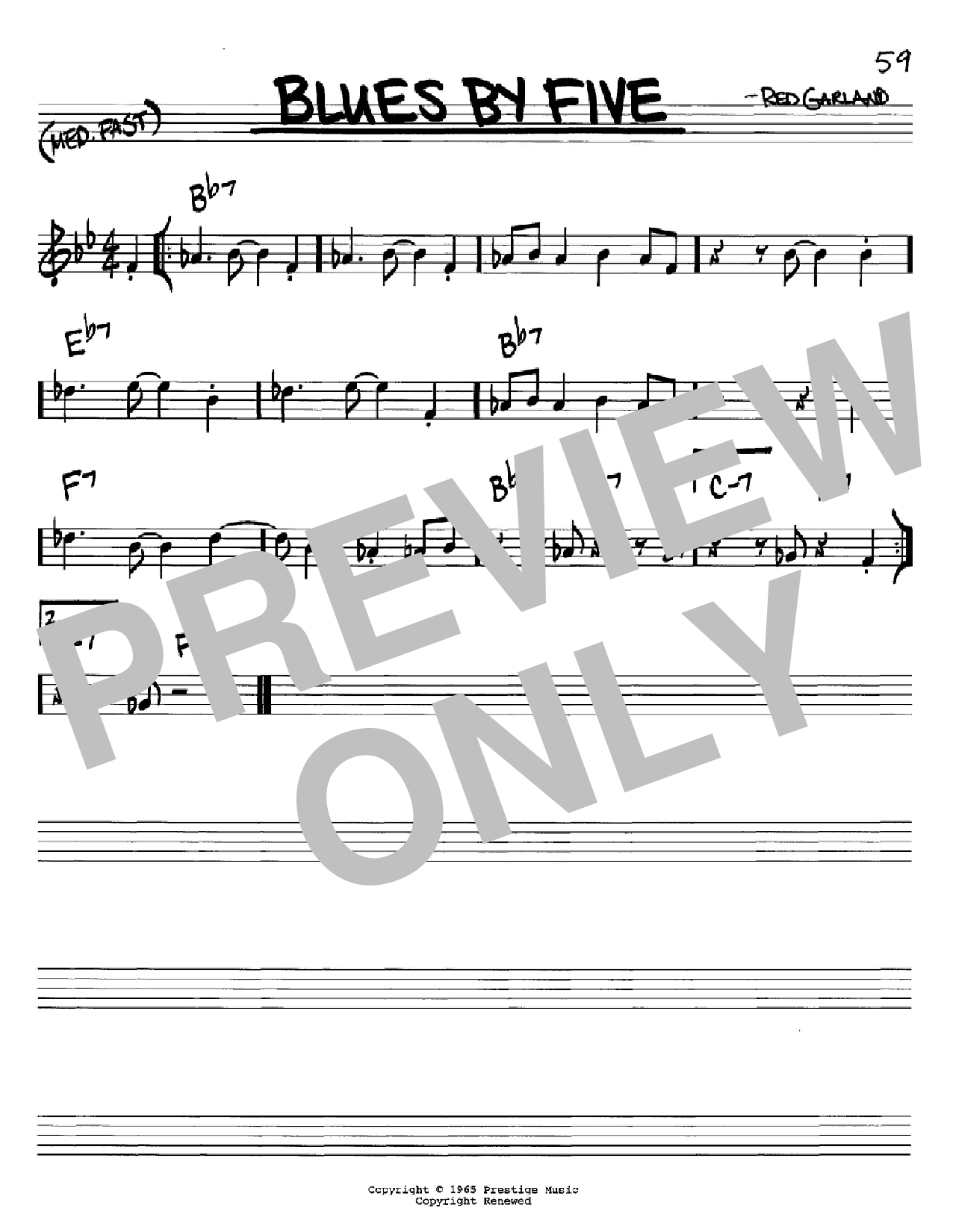 Miles Davis Blues By Five Sheet Music Notes & Chords for Real Book - Melody & Chords - C Instruments - Download or Print PDF