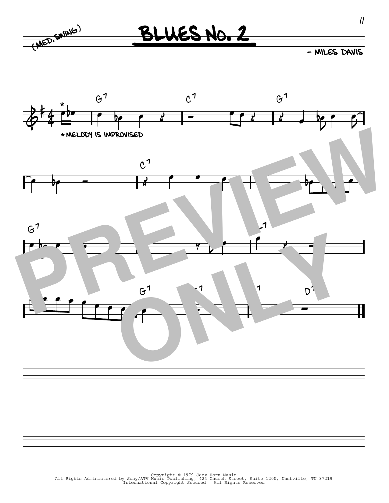 Miles Davis Blues No. 2 Sheet Music Notes & Chords for Real Book – Melody & Chords - Download or Print PDF