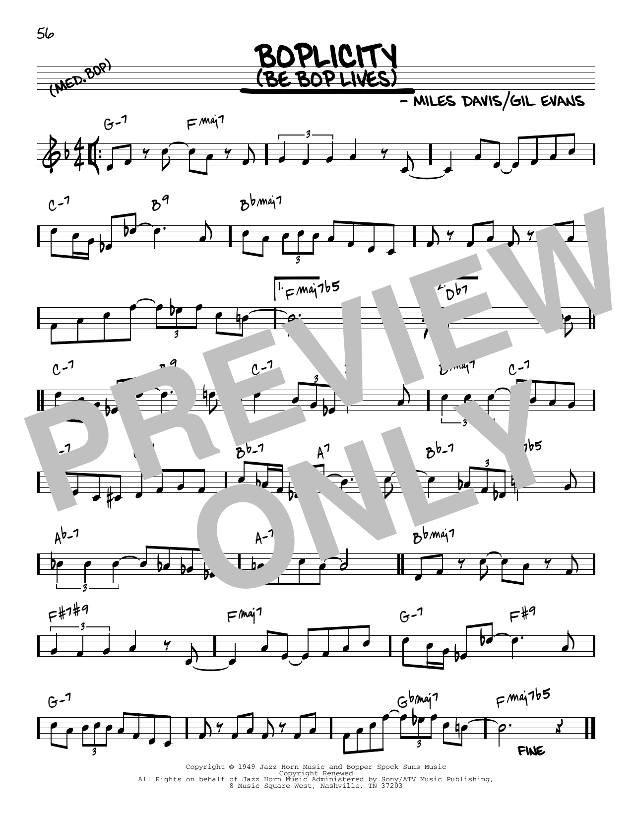 Miles Davis Boplicity (Be Bop Lives) [Reharmonized version] (arr. Jack Grassel) Sheet Music Notes & Chords for Real Book – Melody & Chords - Download or Print PDF