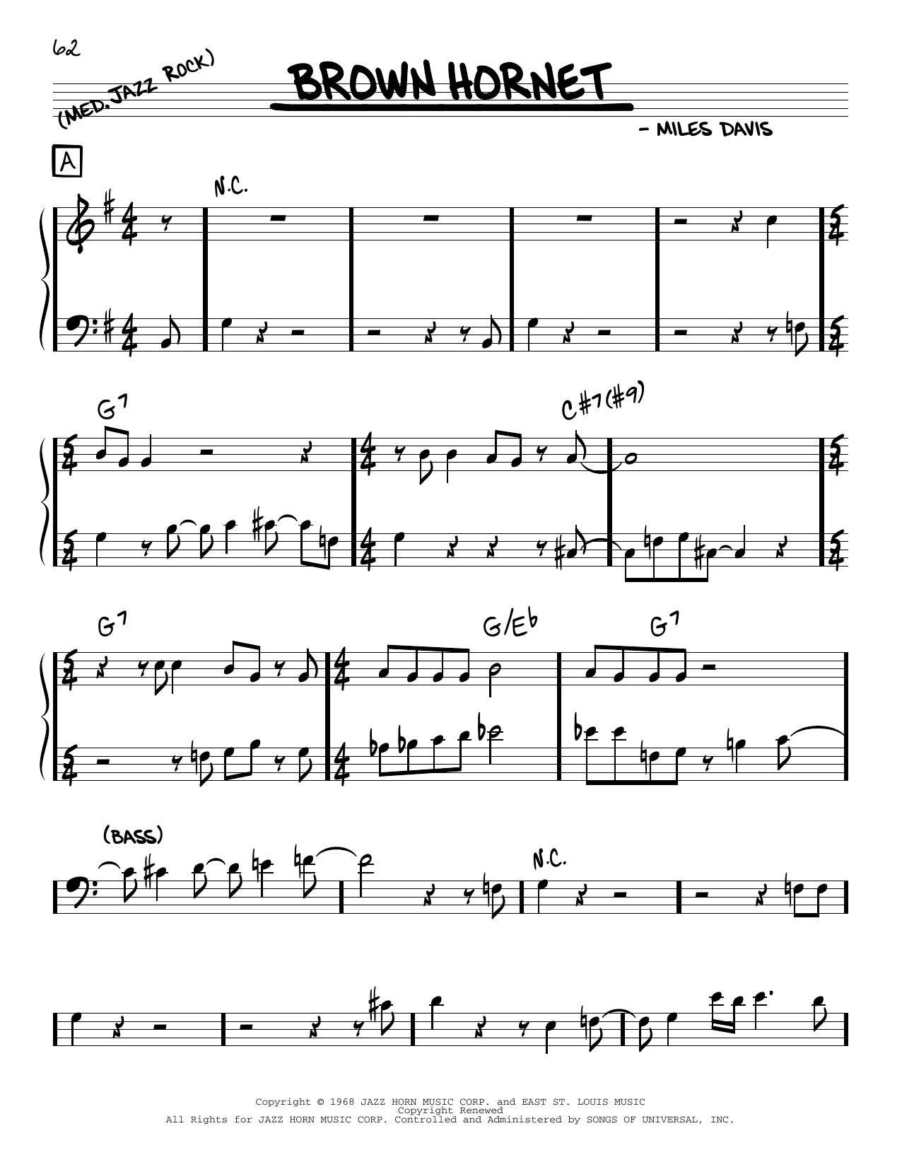 Miles Davis Brown Hornet Sheet Music Notes & Chords for Real Book – Melody & Chords - Download or Print PDF