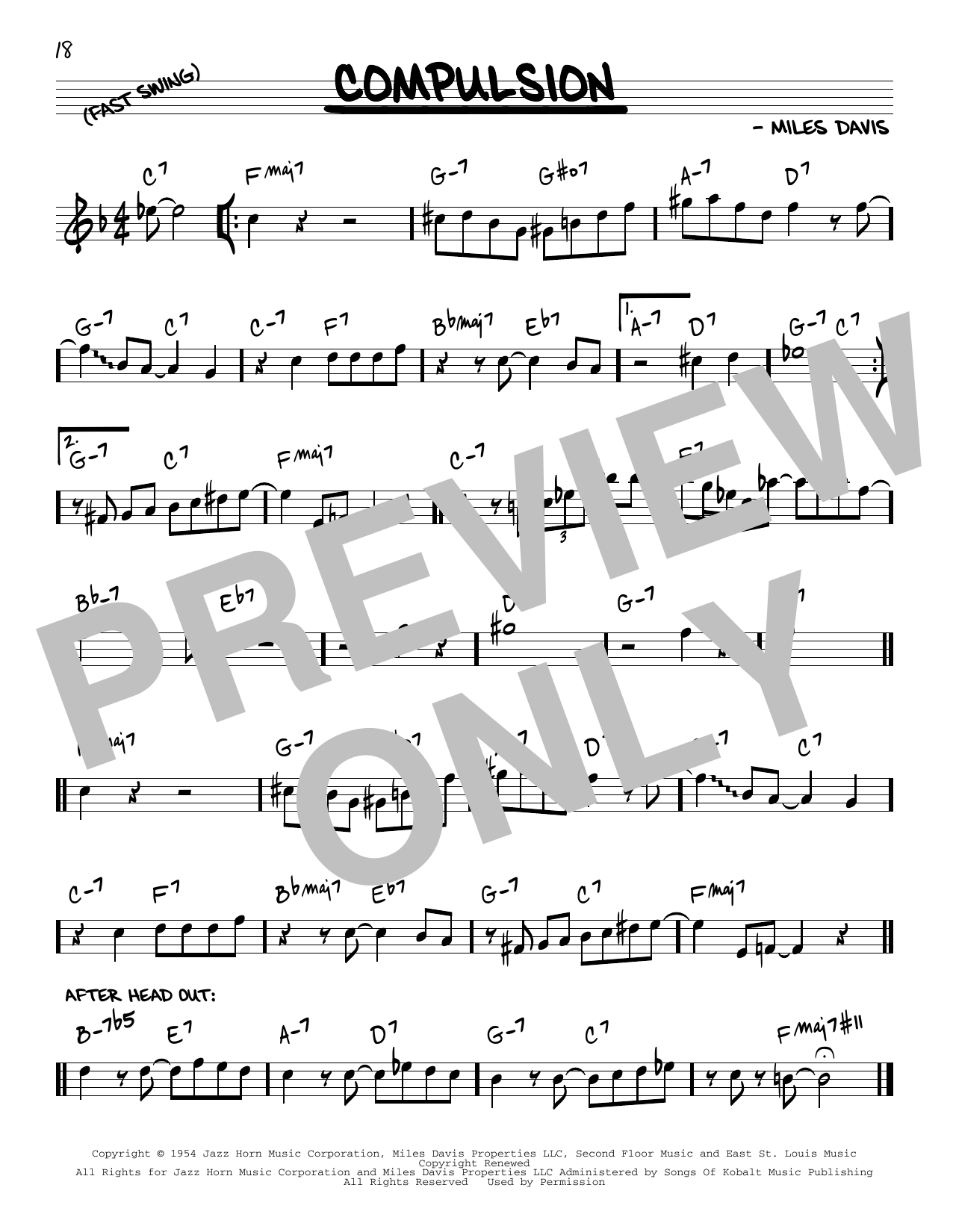 Miles Davis Compulsion Sheet Music Notes & Chords for Real Book – Melody & Chords - Download or Print PDF