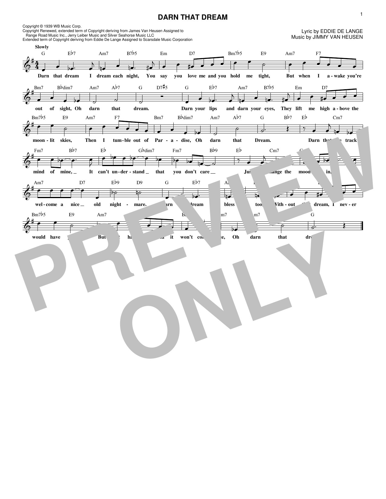Miles Davis Darn That Dream Sheet Music Notes & Chords for Melody Line, Lyrics & Chords - Download or Print PDF