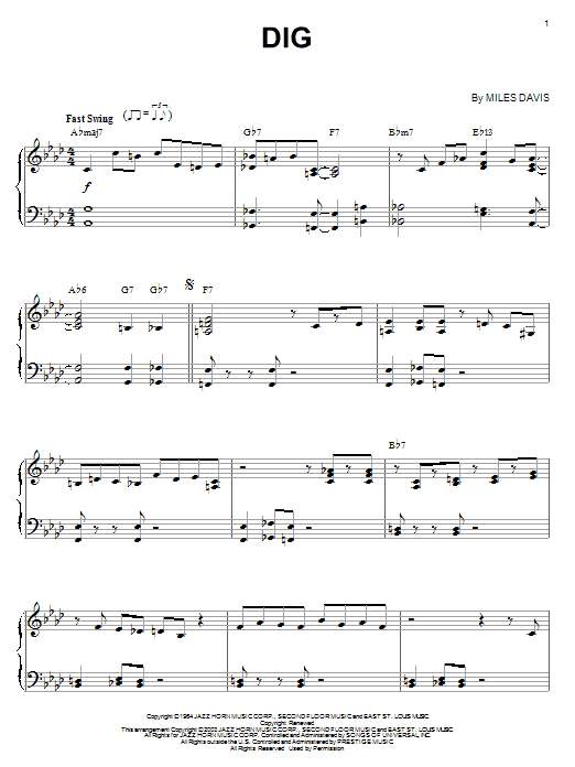Miles Davis Dig Sheet Music Notes & Chords for Trumpet Transcription - Download or Print PDF