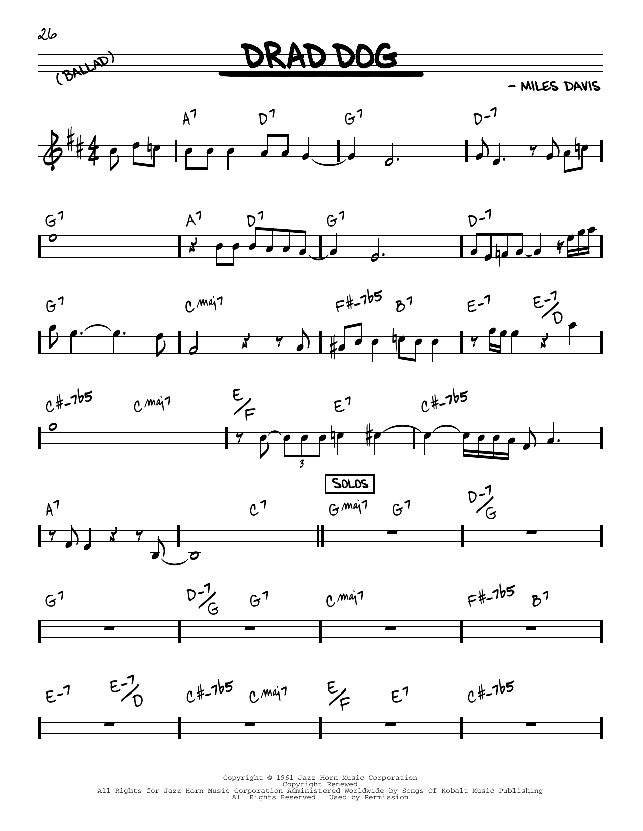 Miles Davis Drad Dog Sheet Music Notes & Chords for Real Book – Melody & Chords - Download or Print PDF