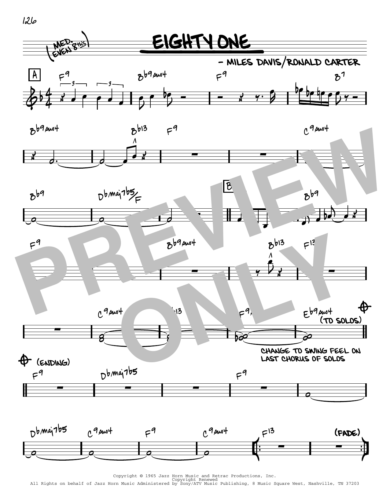 Miles Davis Eighty One [Reharmonized version] (arr. Jack Grassel) Sheet Music Notes & Chords for Real Book – Melody & Chords - Download or Print PDF