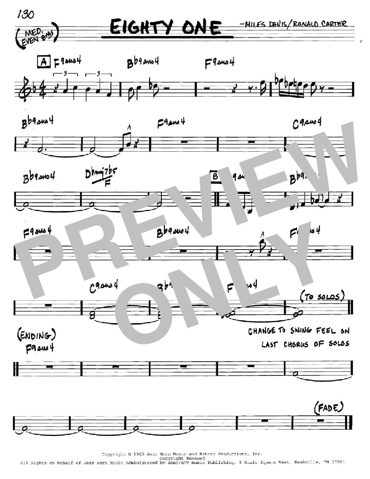 Miles Davis Eighty One Sheet Music Notes & Chords for Real Book – Melody & Chords - Download or Print PDF