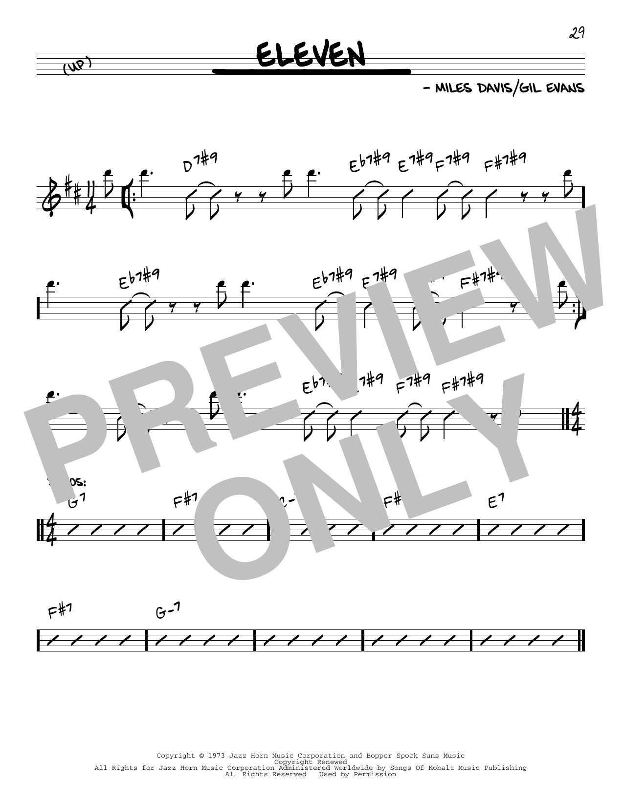 Miles Davis Eleven Sheet Music Notes & Chords for Real Book – Melody & Chords - Download or Print PDF