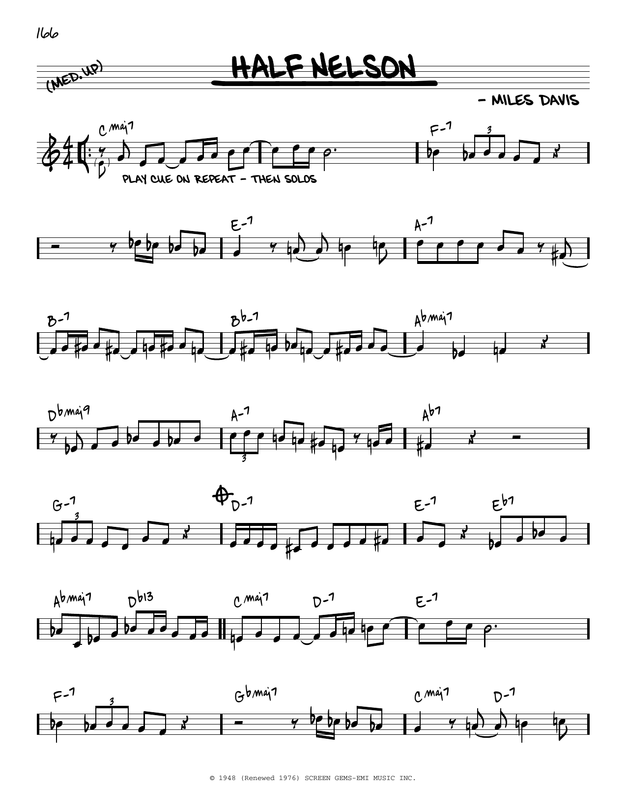 Miles Davis Half Nelson [Reharmonized version] (arr. Jack Grassel) Sheet Music Notes & Chords for Real Book – Melody & Chords - Download or Print PDF