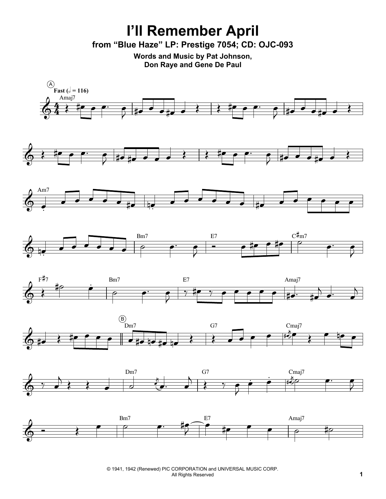Miles Davis I'll Remember April Sheet Music Notes & Chords for Trumpet Transcription - Download or Print PDF
