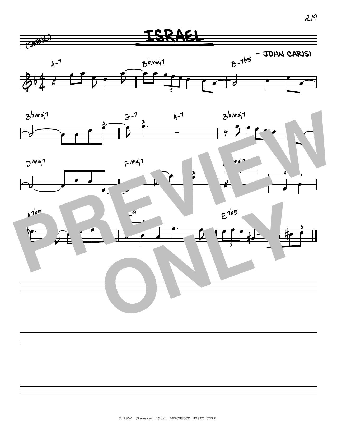 Miles Davis Israel [Reharmonized version] (arr. Jack Grassel) Sheet Music Notes & Chords for Real Book – Melody & Chords - Download or Print PDF