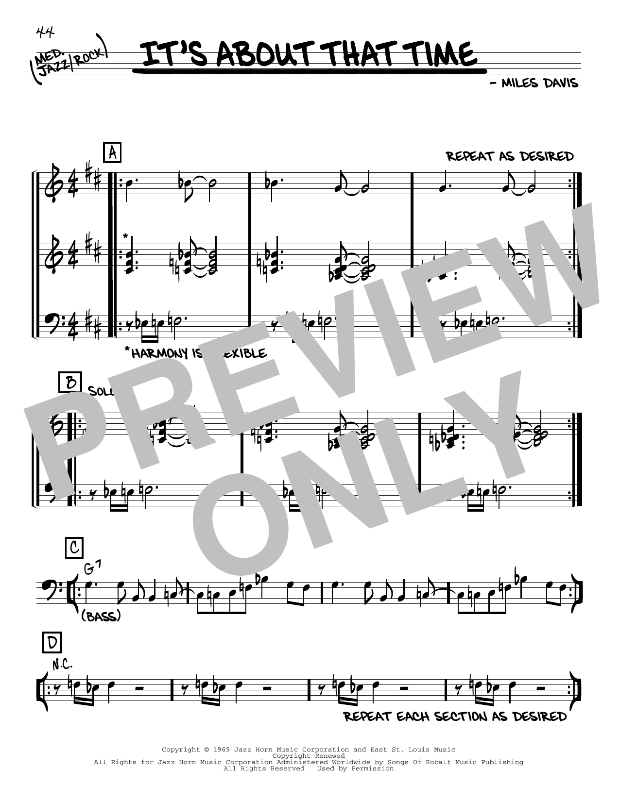 Miles Davis It's About That Time Sheet Music Notes & Chords for Real Book – Melody & Chords - Download or Print PDF