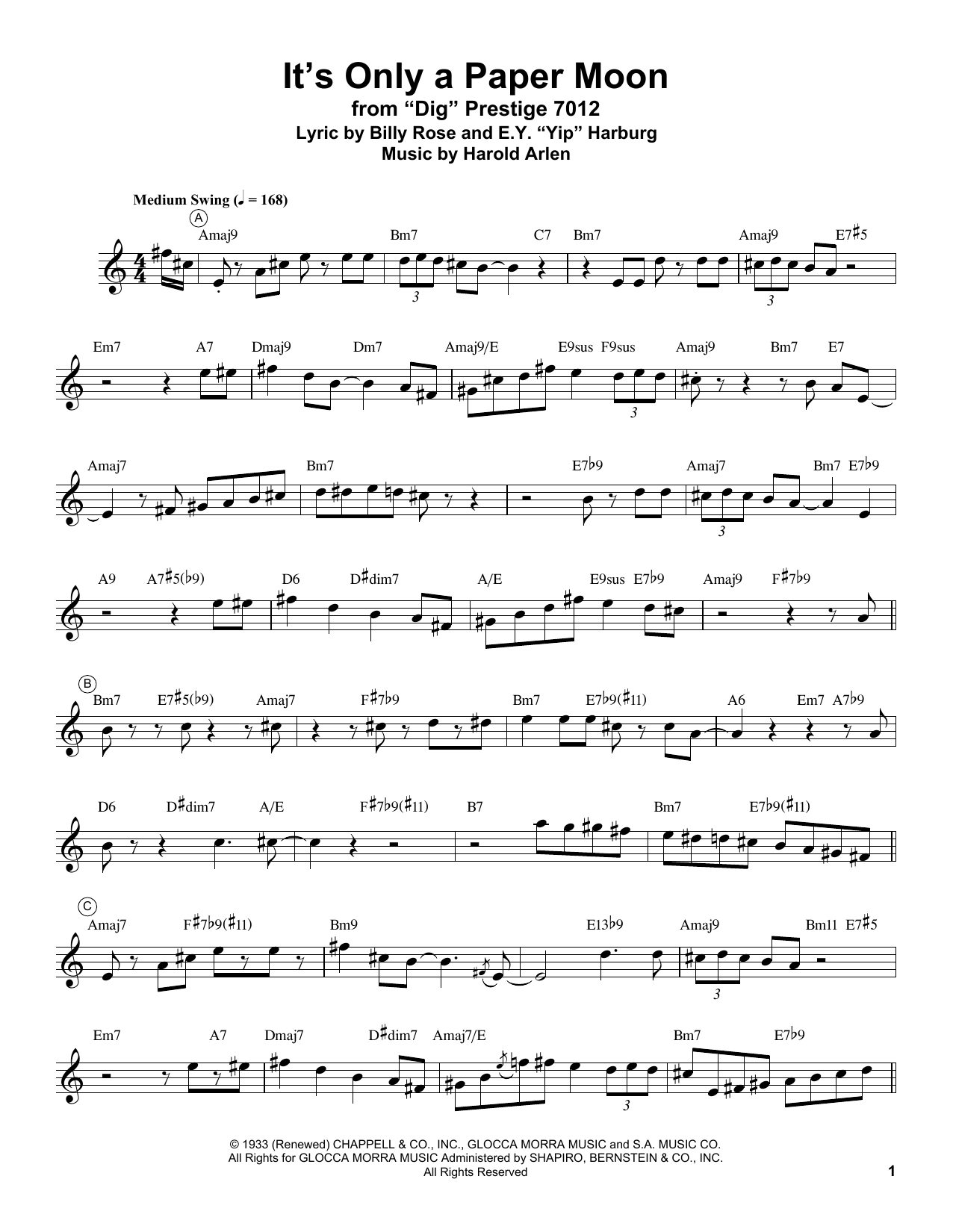 Miles Davis It's Only A Paper Moon Sheet Music Notes & Chords for Trumpet Transcription - Download or Print PDF