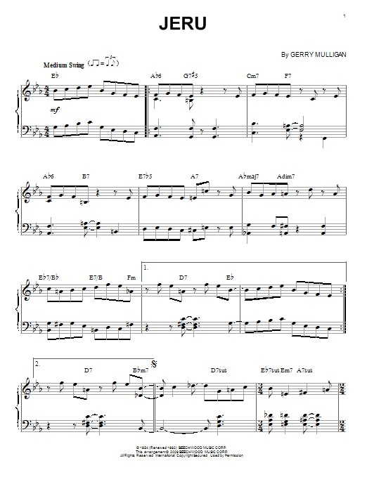 Miles Davis Jeru Sheet Music Notes & Chords for Trumpet Transcription - Download or Print PDF