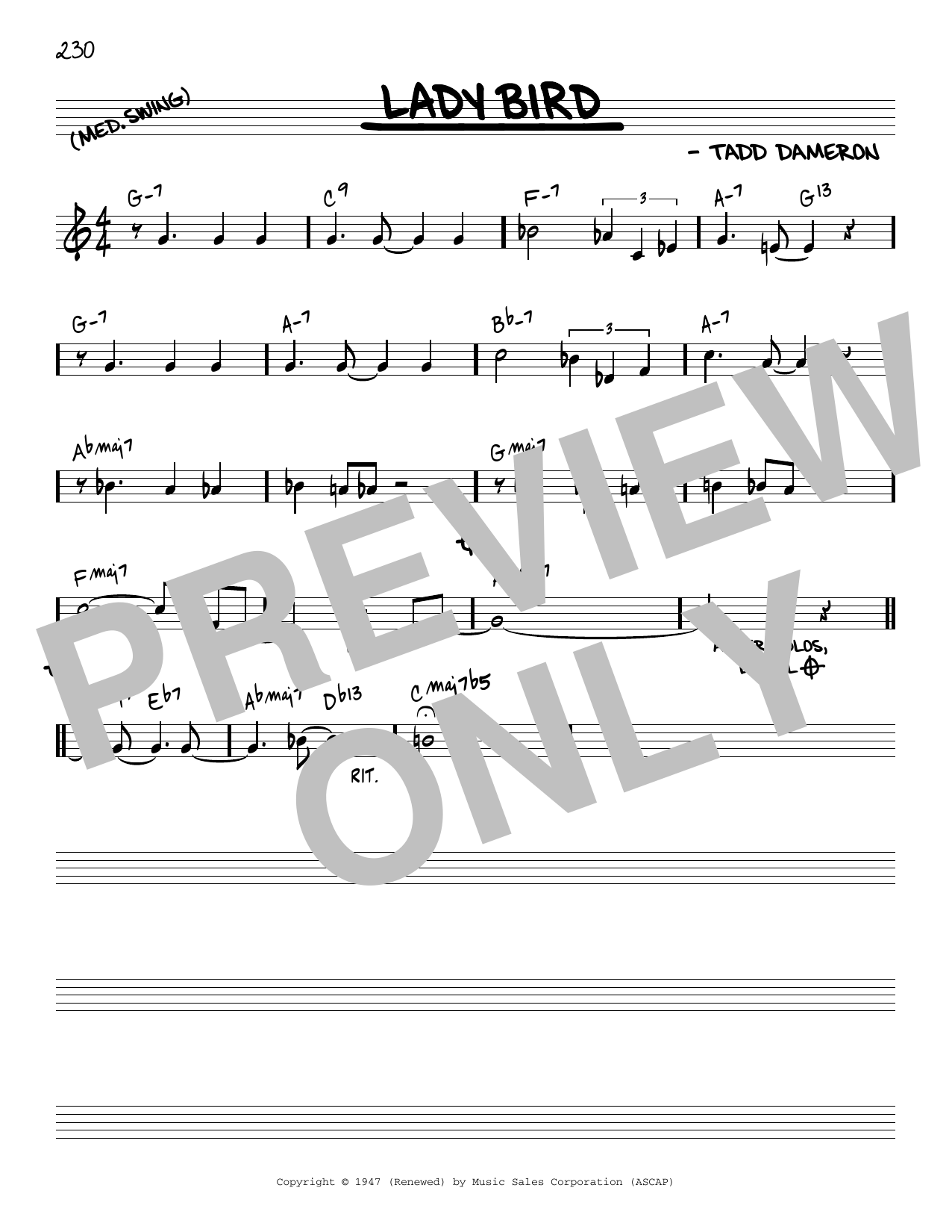 Miles Davis Lady Bird [Reharmonized version] (arr. Jack Grassel) Sheet Music Notes & Chords for Real Book – Melody & Chords - Download or Print PDF