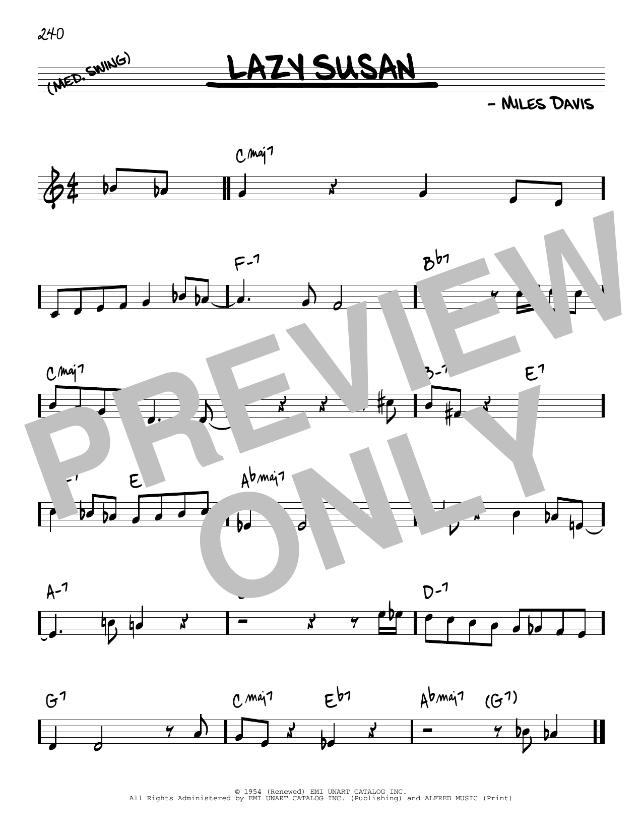 Miles Davis Lazy Susan Sheet Music Notes & Chords for Real Book – Melody & Chords - Download or Print PDF
