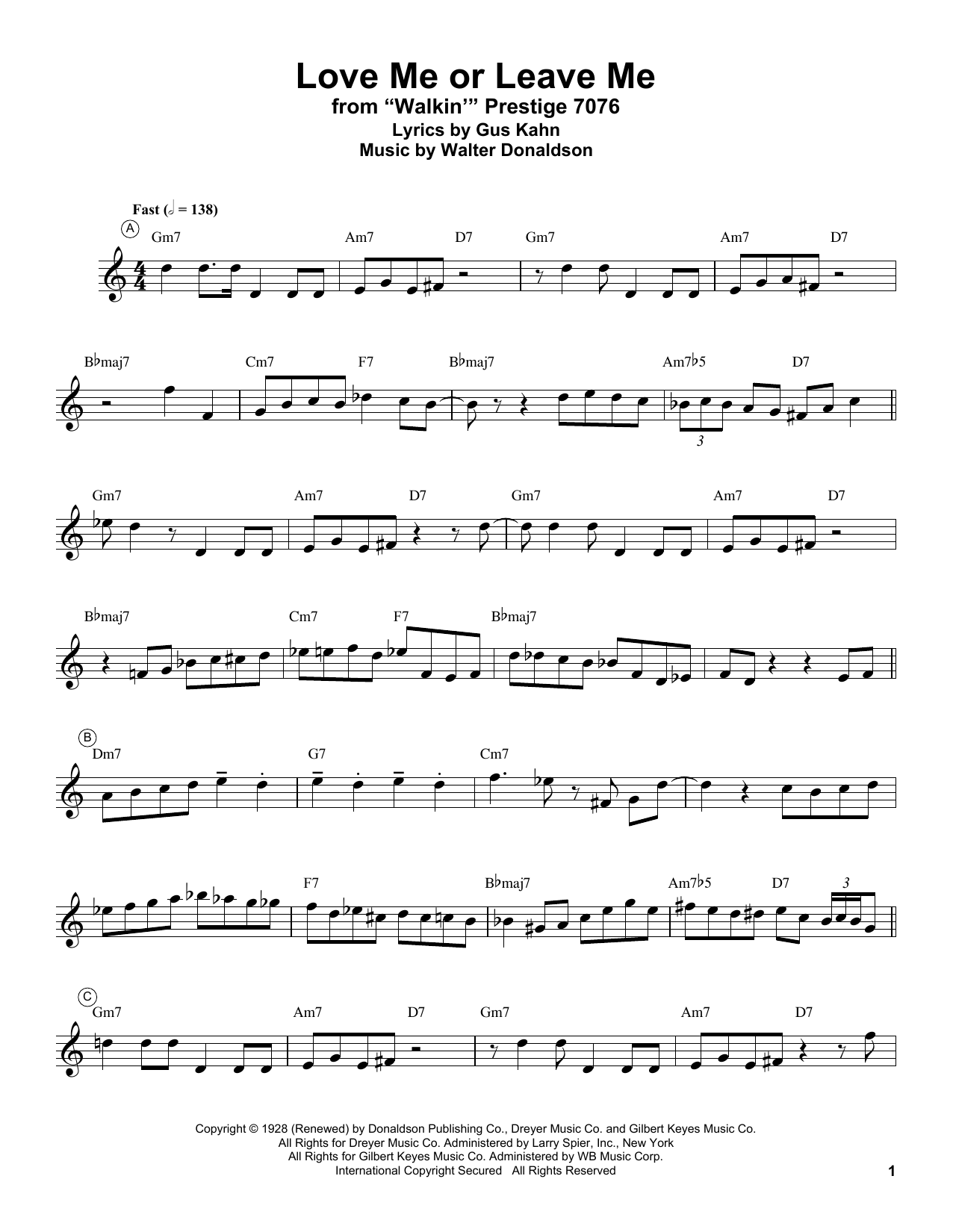 Miles Davis Love Me Or Leave Me Sheet Music Notes & Chords for Trumpet Transcription - Download or Print PDF