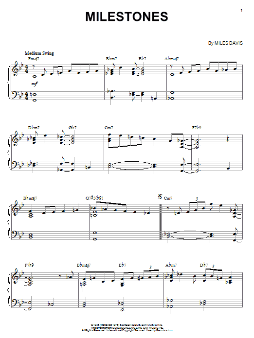 Miles Davis Milestones Sheet Music Notes & Chords for Guitar Tab - Download or Print PDF