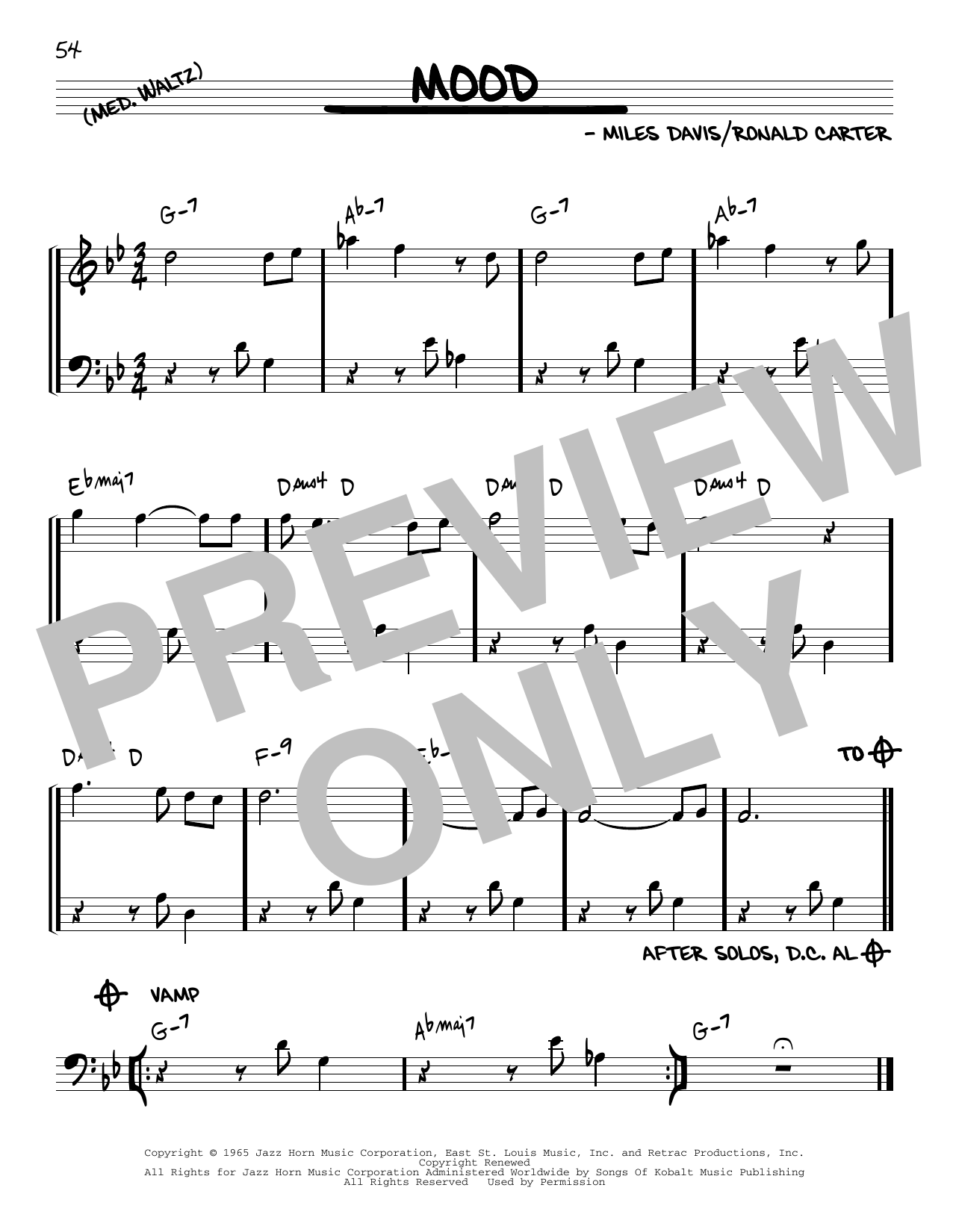 Miles Davis Mood Sheet Music Notes & Chords for Real Book – Melody & Chords - Download or Print PDF