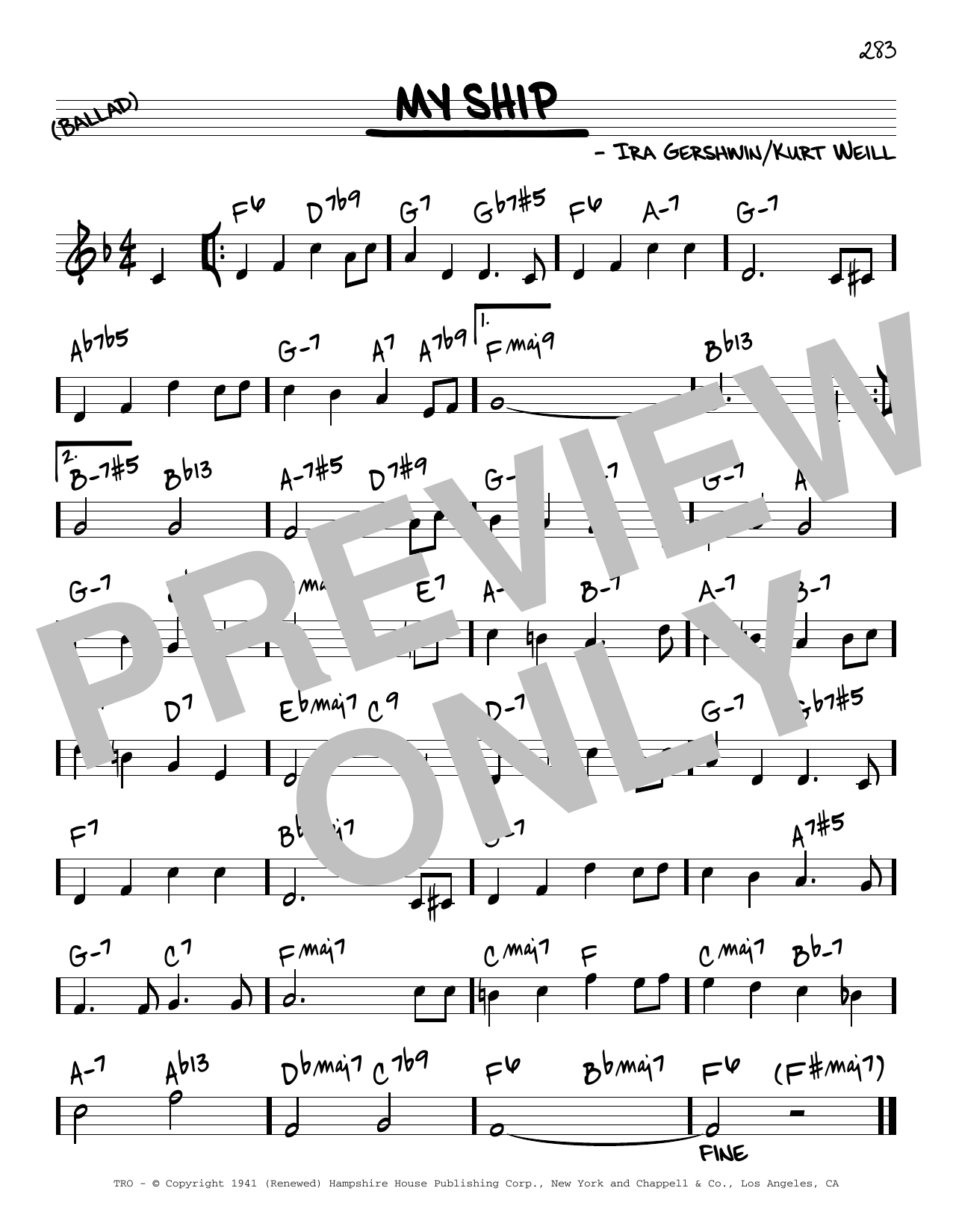 Miles Davis My Ship [Reharmonized version] (arr. Jack Grassel) Sheet Music Notes & Chords for Real Book – Melody & Chords - Download or Print PDF