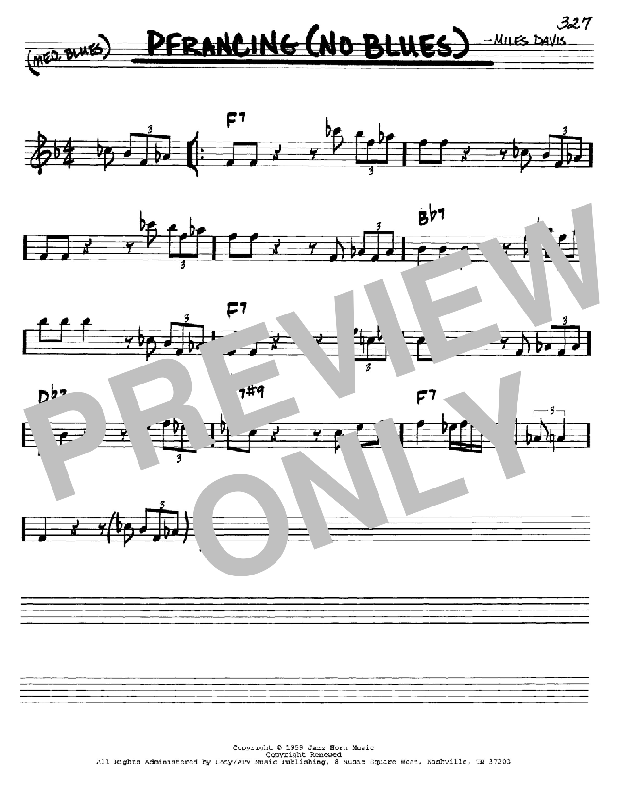 Miles Davis Pfrancing (No Blues) Sheet Music Notes & Chords for Real Book – Melody & Chords - Download or Print PDF
