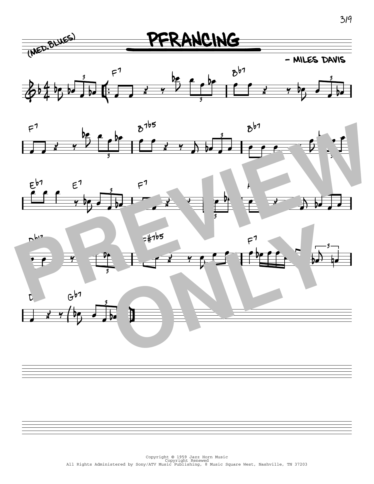 Miles Davis Pfrancing [Reharmonized version] (arr. Jack Grassel) Sheet Music Notes & Chords for Real Book – Melody & Chords - Download or Print PDF