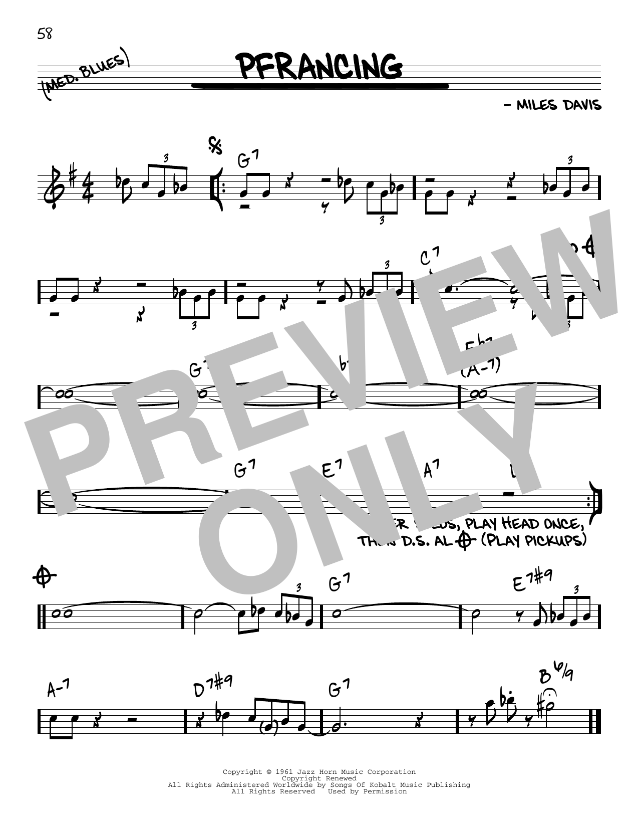Miles Davis Pfrancing Sheet Music Notes & Chords for Real Book – Melody & Chords - Download or Print PDF