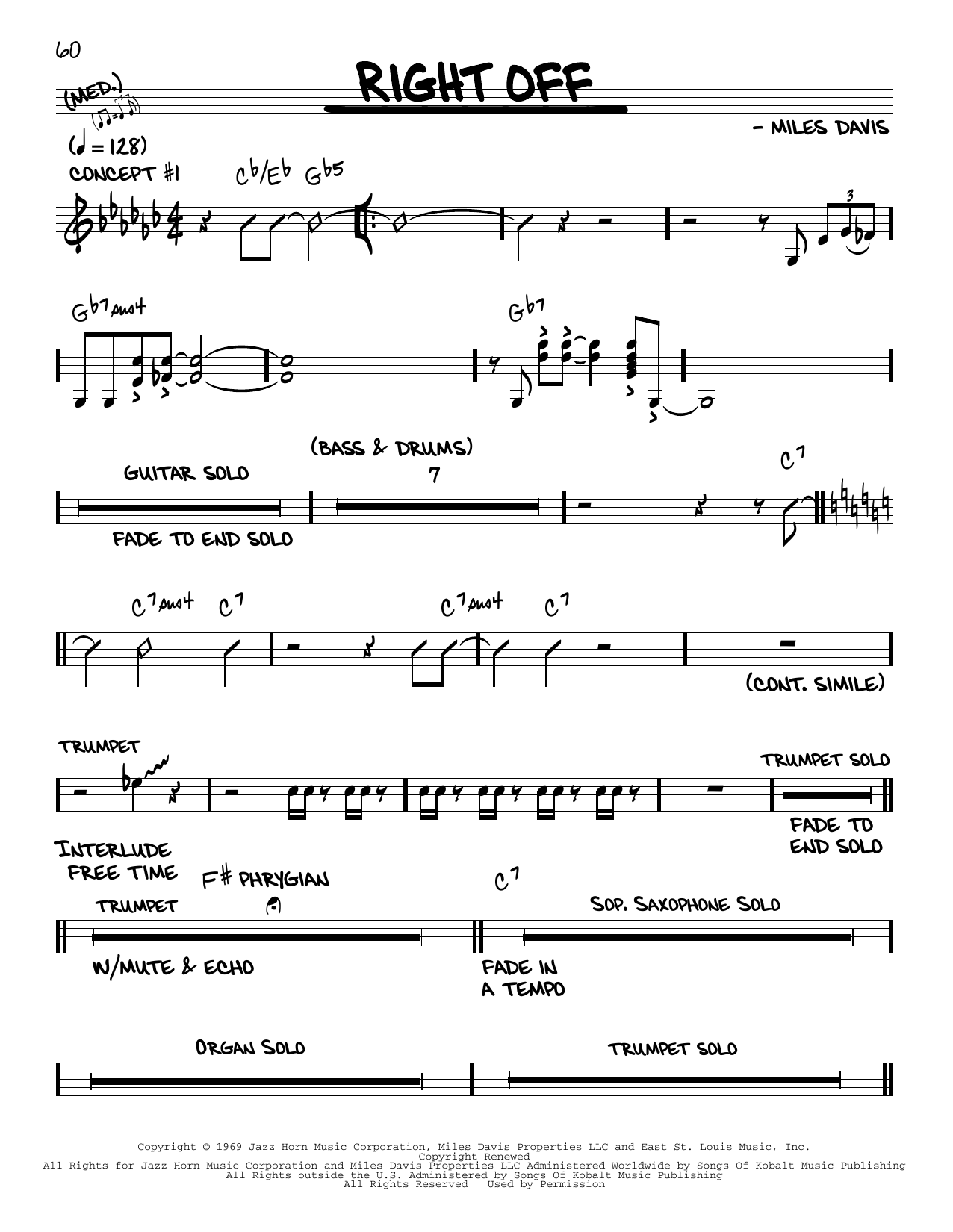 Miles Davis Right Off Sheet Music Notes & Chords for Real Book – Melody & Chords - Download or Print PDF