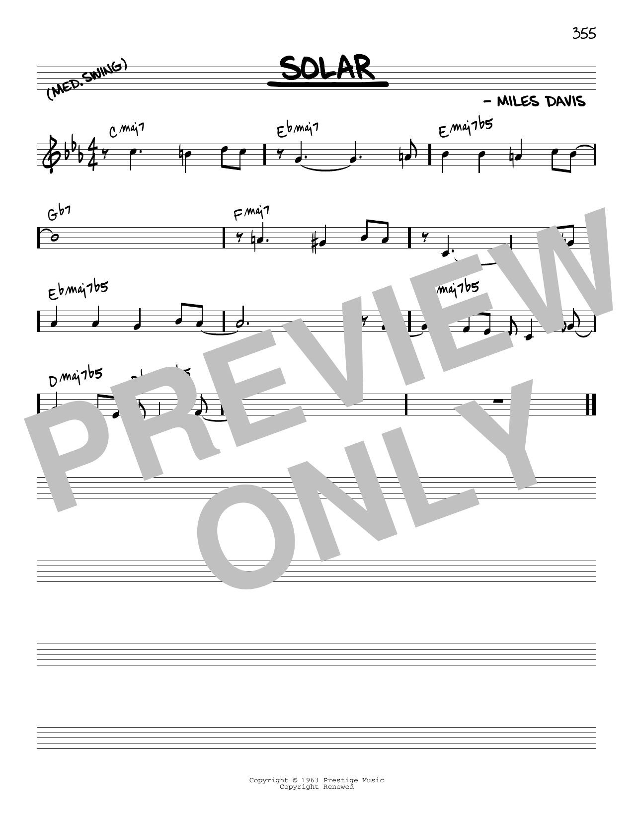 Miles Davis Solar [Reharmonized version] (arr. Jack Grassel) Sheet Music Notes & Chords for Real Book – Melody & Chords - Download or Print PDF