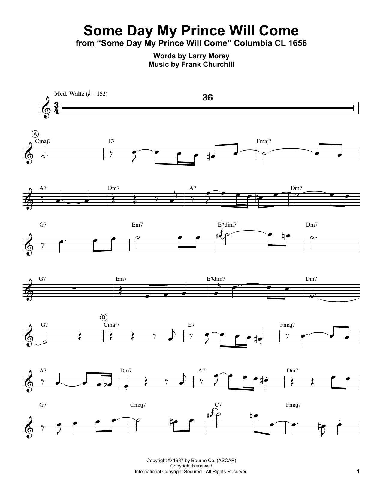 Miles Davis Some Day My Prince Will Come Sheet Music Notes & Chords for Trumpet Transcription - Download or Print PDF