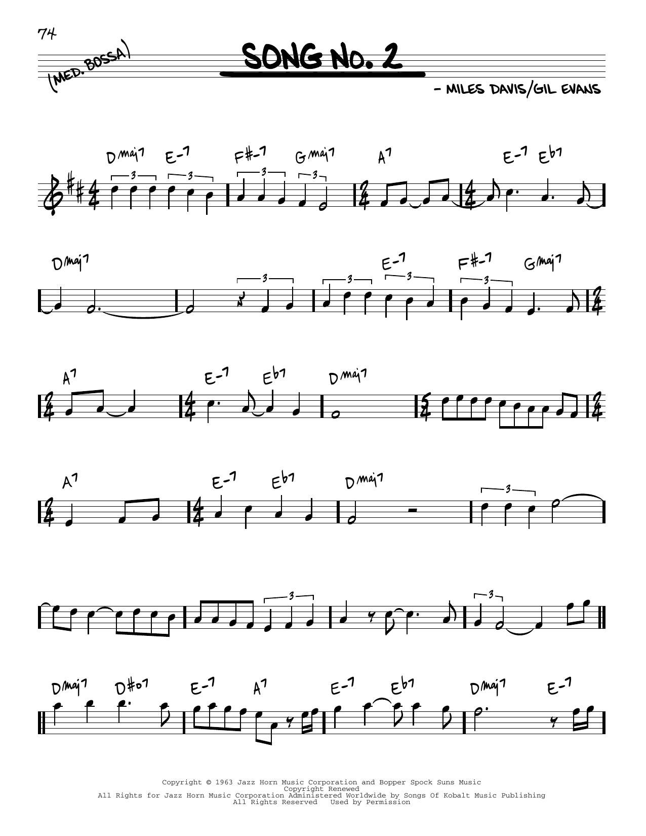 Miles Davis Song No. 2 Sheet Music Notes & Chords for Real Book – Melody & Chords - Download or Print PDF