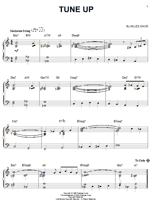 Miles Davis Tune Up Sheet Music Notes & Chords for Trumpet Transcription - Download or Print PDF