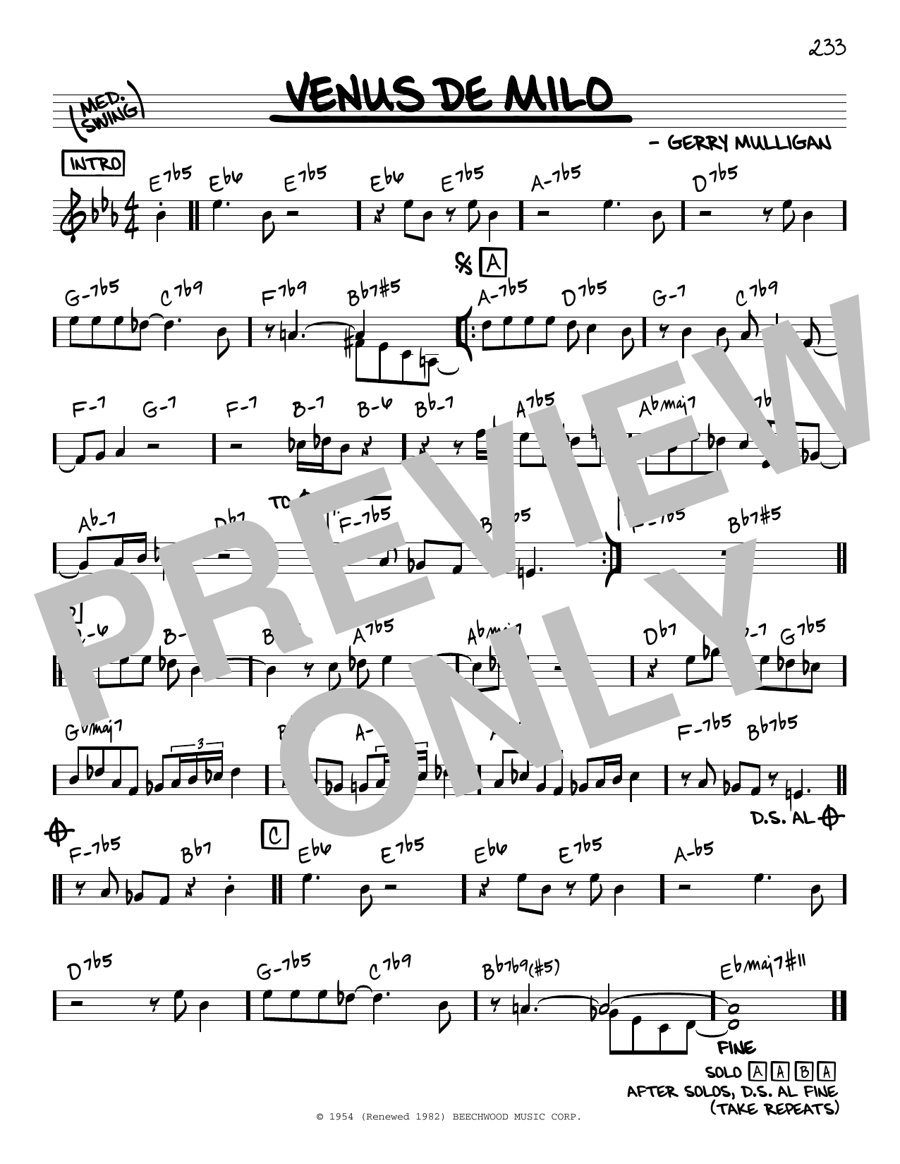 Miles Davis Venus De Milo Sheet Music Notes & Chords for Real Book – Melody & Chords - Download or Print PDF