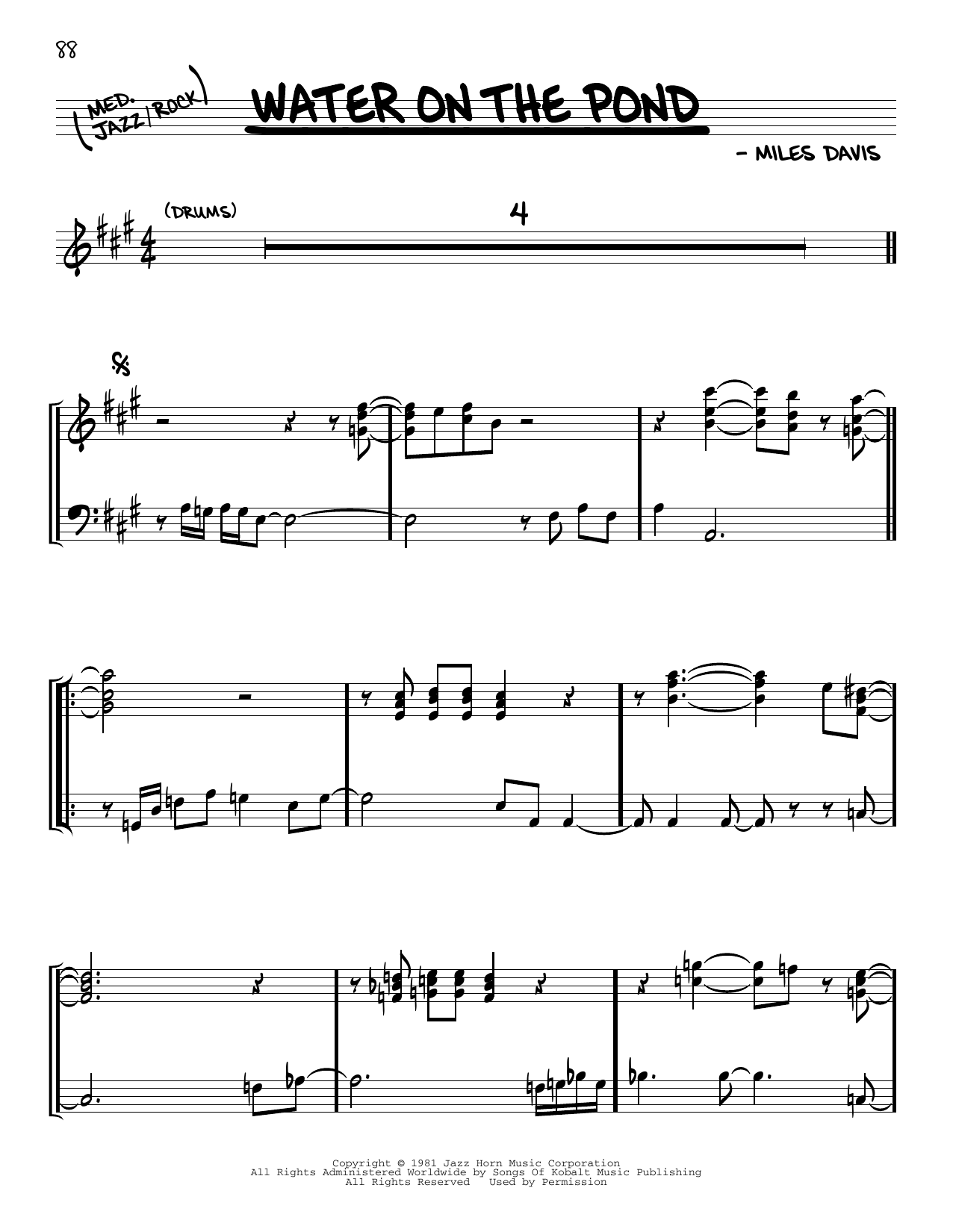 Miles Davis Water On The Pond Sheet Music Notes & Chords for Real Book – Melody & Chords - Download or Print PDF