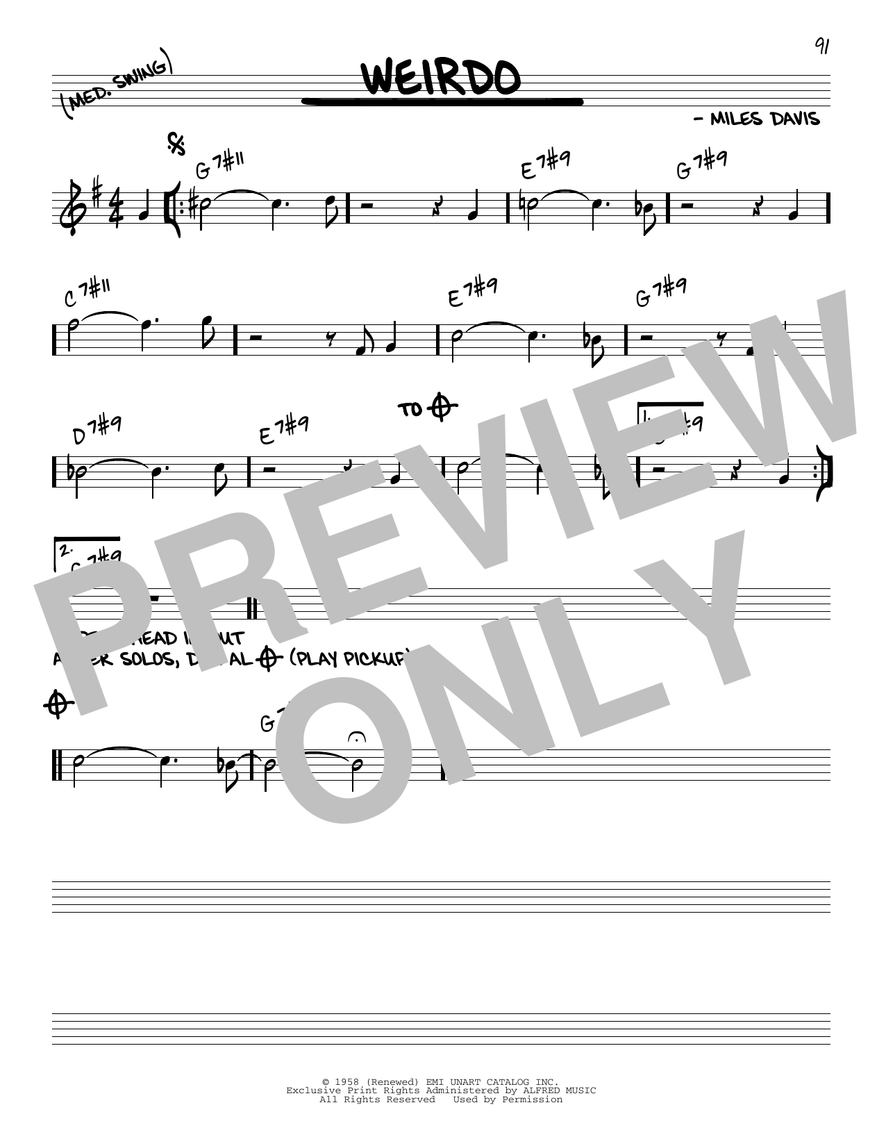 Miles Davis Weirdo Sheet Music Notes & Chords for Real Book – Melody & Chords - Download or Print PDF