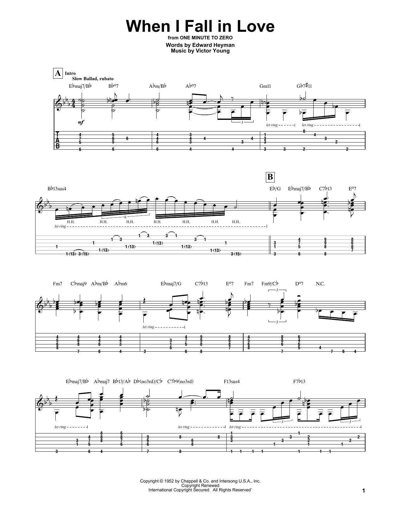 Miles Davis When I Fall In Love Sheet Music Notes & Chords for Guitar Tab - Download or Print PDF